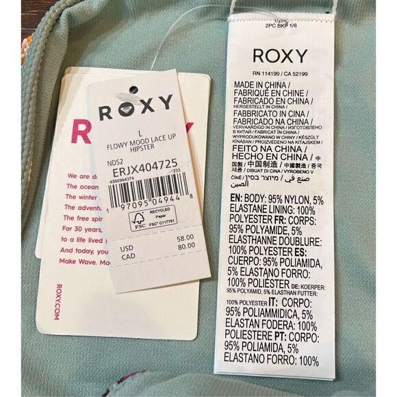 Roxy Women's Standard Flowy Mood Lace Up Hipster Bikini Bottom - Picture 5 of 6